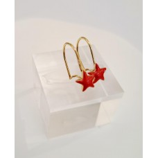 Παιδικά Σκουλαρίκια Χρυσά με Σμάλτο - Κόκκινο Αστέρι (KID124)